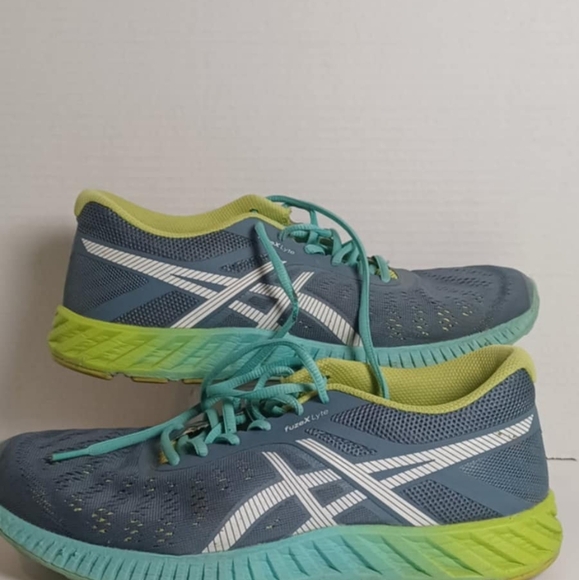 Asics Women’s FuzeX Lyte Athletic Running Shoes Blue/Green/Grey T670N Size 10‎ - Picture 3 of 6